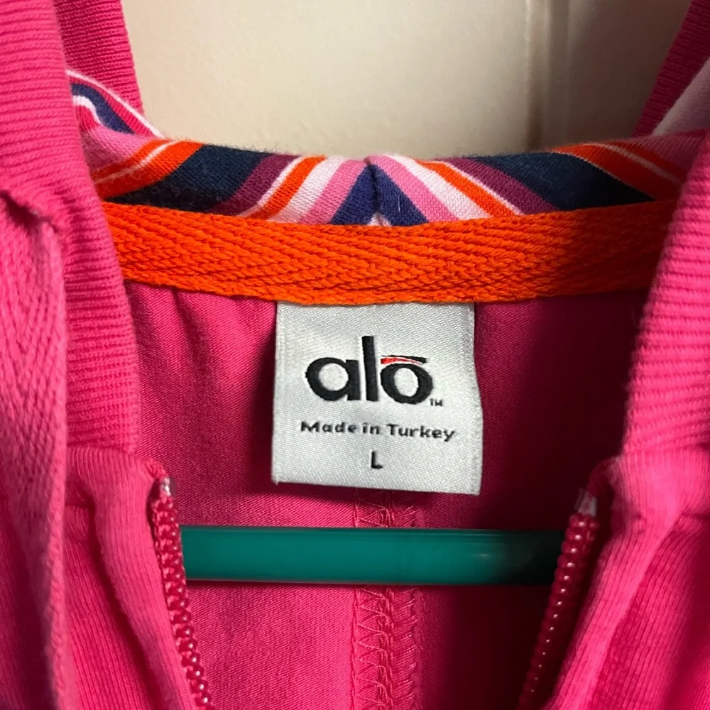 Alo women’s quarter length sleeve full zip hooded sweatshirt-Size Large - Picture 3 of 5